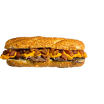 Cheddar e Bacon — hambúrguer com cheddar cremoso e bacon crocante